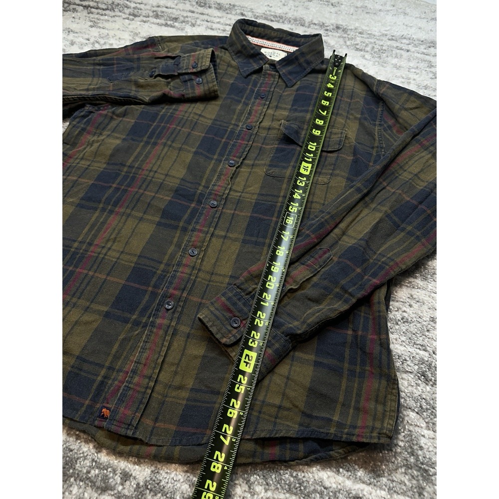 THE NORMAL BRAND Mountain Regular Fit Flannel Shirt In Green Plaid Size Large - Picture 4 of 9